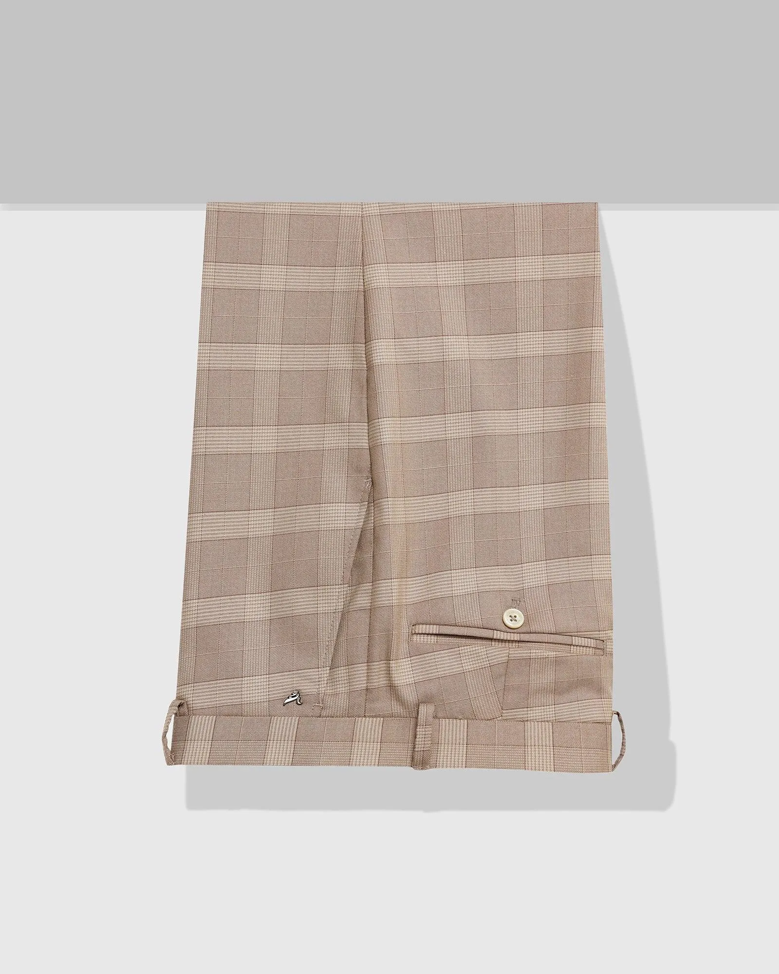 Slim Fit B-91 Formal Beige Check Trouser - Morley