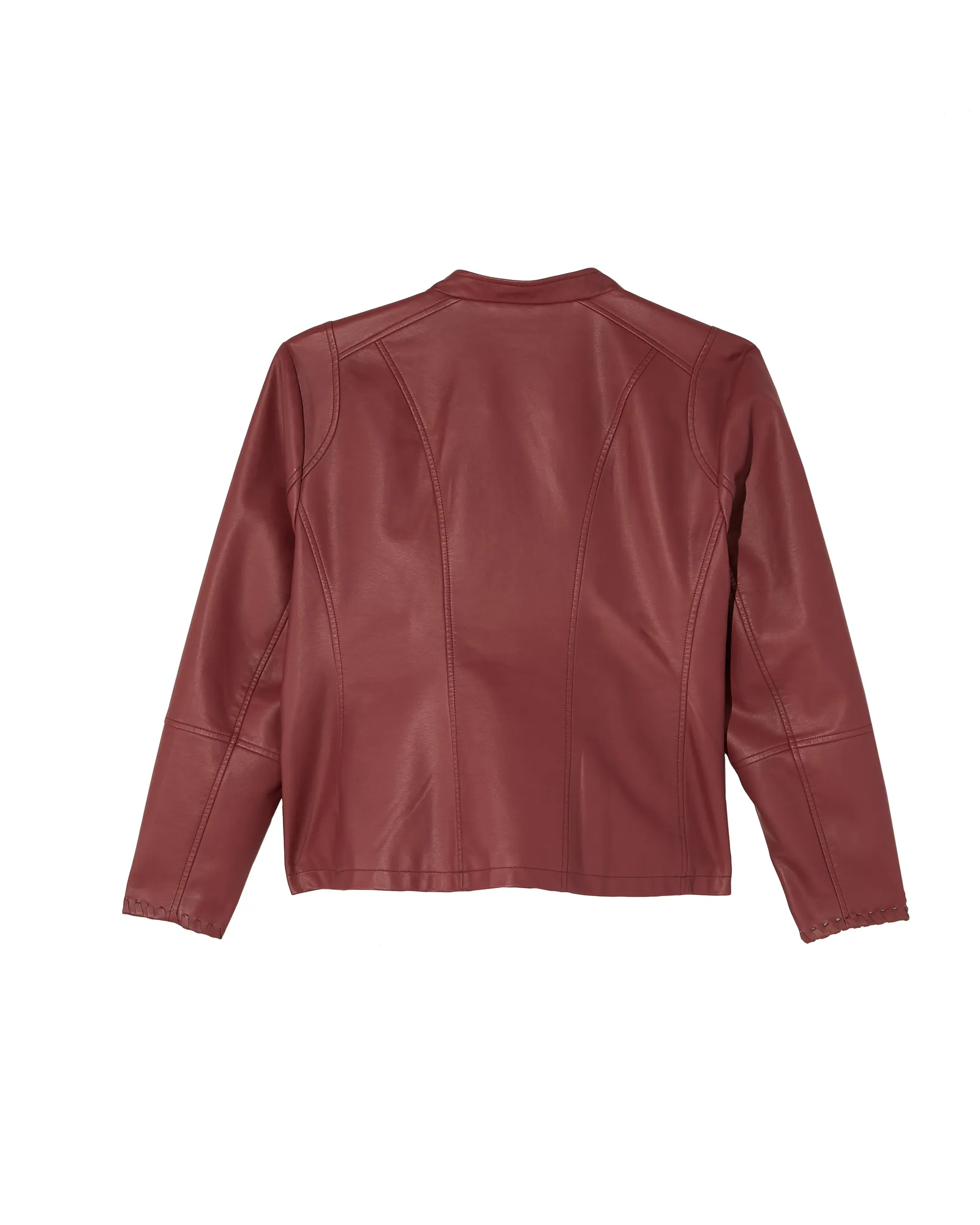 Sofia Faux Leather Jacket | Burgundy