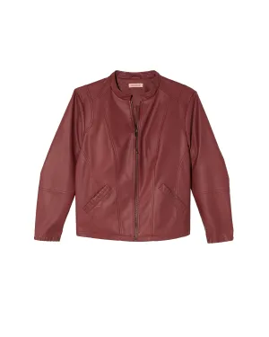 Sofia Faux Leather Jacket | Burgundy