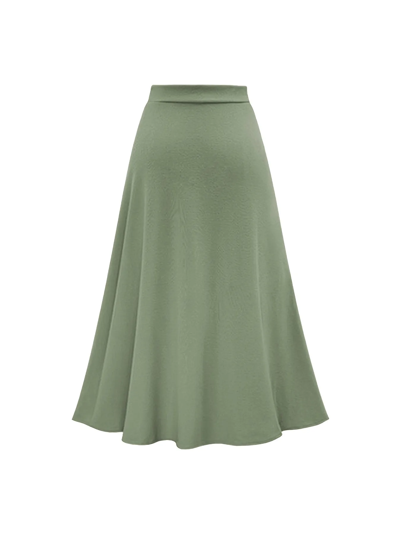 Solid Ruffle Hem Elegant High Waist Tied Midi Skirts