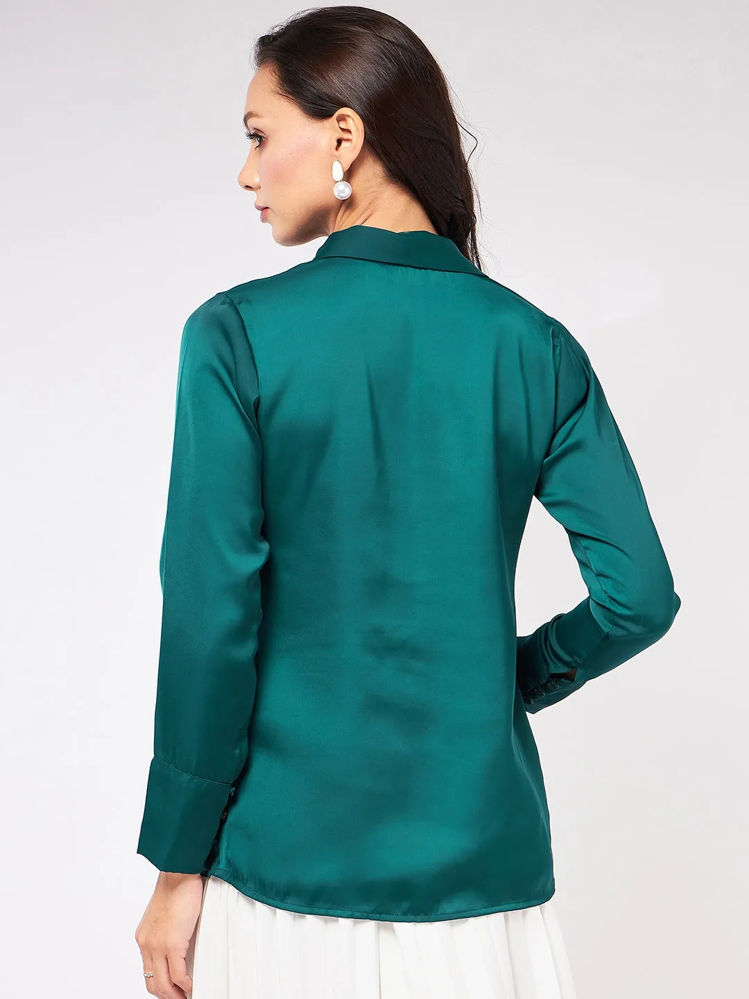 Solid Satin Elegant Shirt Top