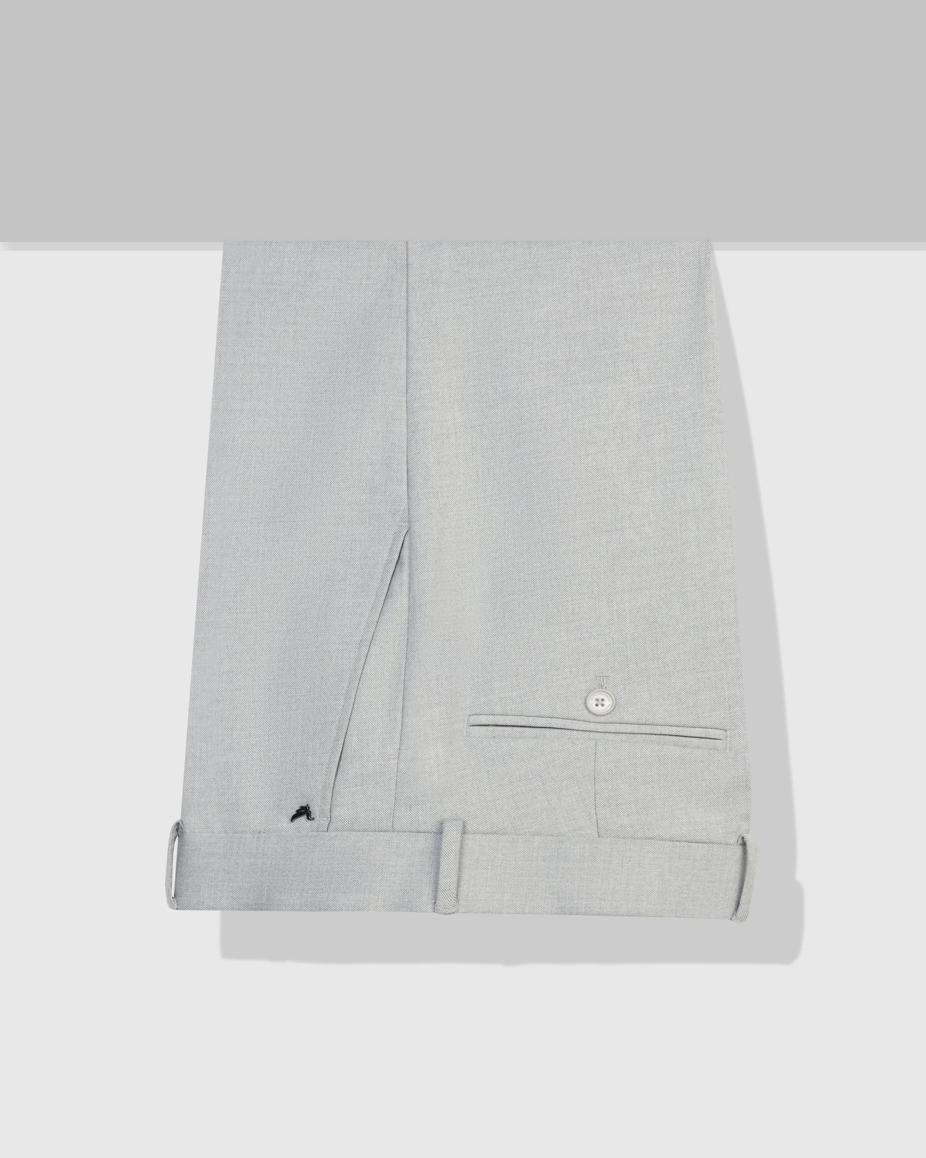 Straight B-90 Formal Light Grey Solid Trouser - Hurricane