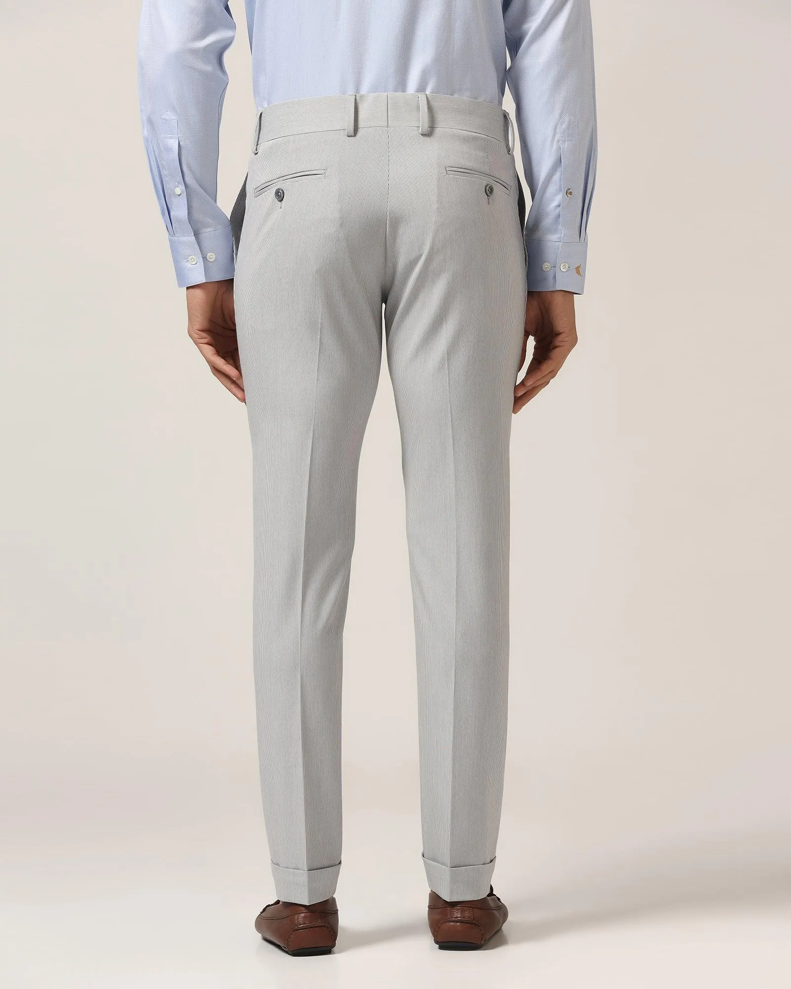 Super Slim Phoenix Formal Grey Stripe Trouser - Ninja