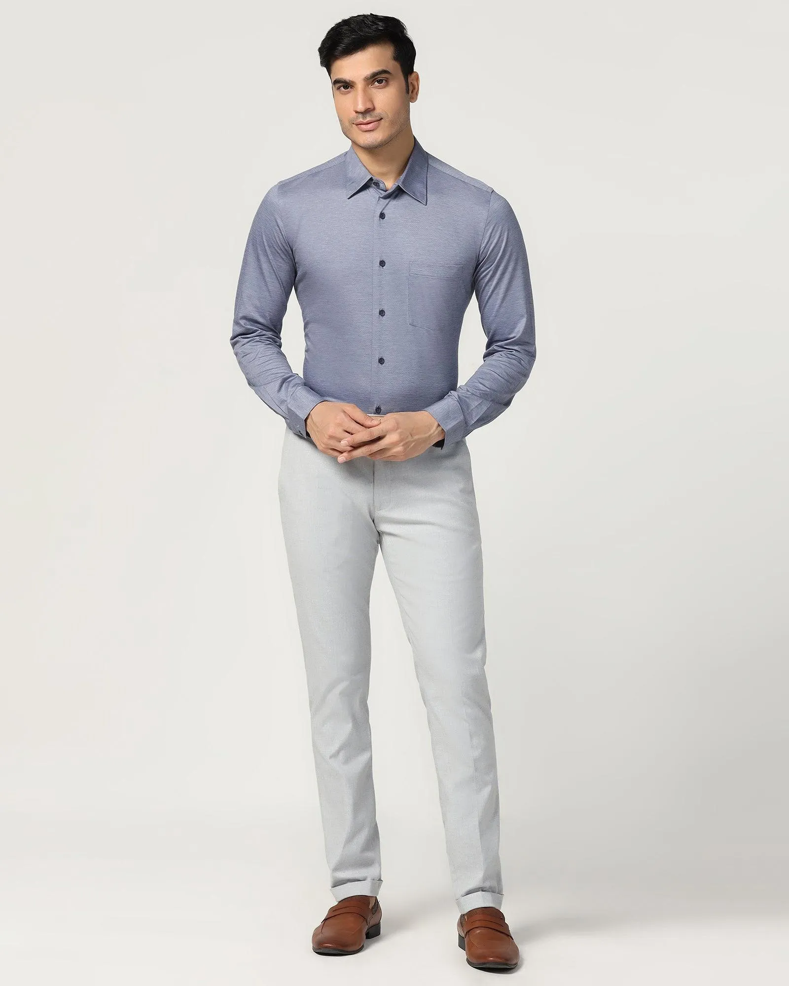 Super Slim Phoenix Formal Light Grey Solid Trouser - Hurricane