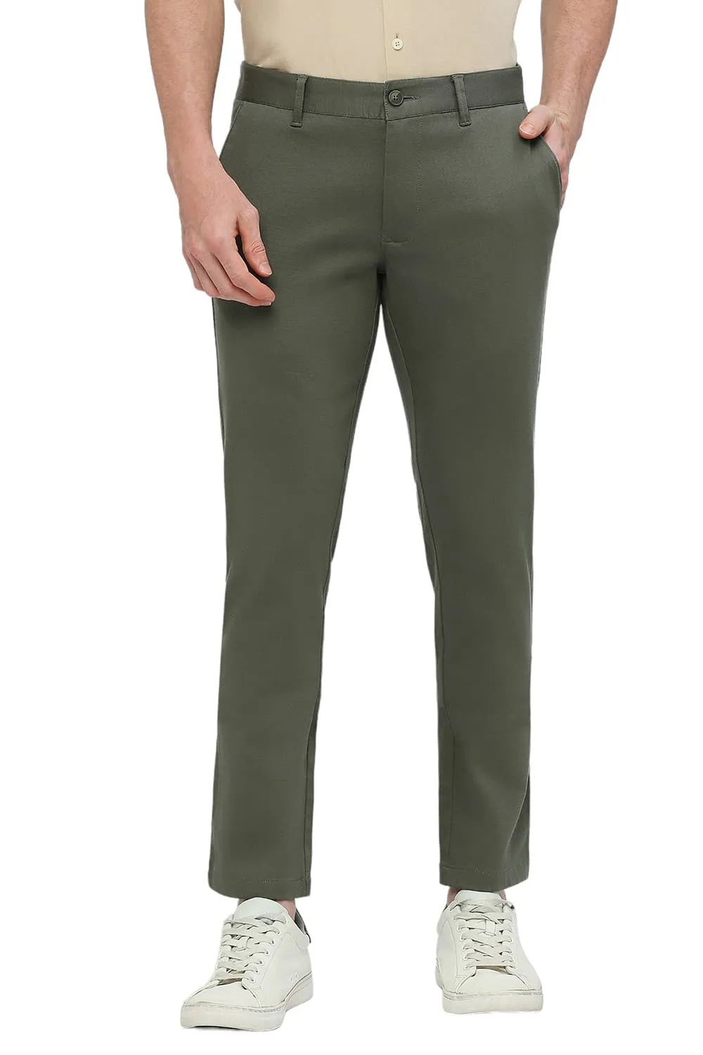 Tapered Fit Cotton Stretch Dobby Trousers