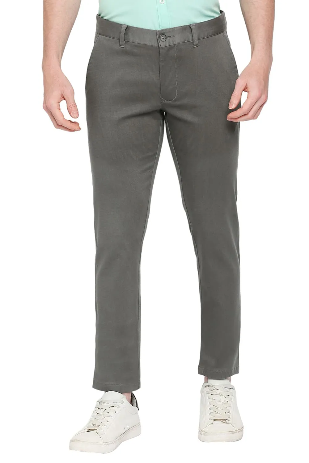 Tapered Fit Cotton Stretch Dobby Trousers