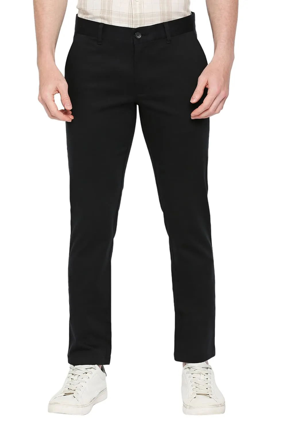 Tapered Fit Cotton Stretch Dobby Trousers