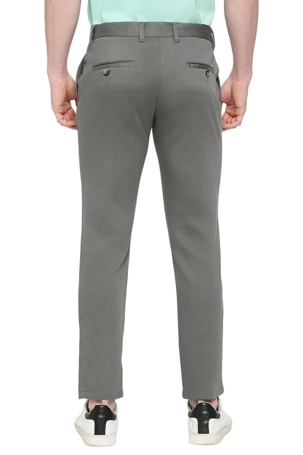 Tapered Fit Cotton Stretch Dobby Trousers