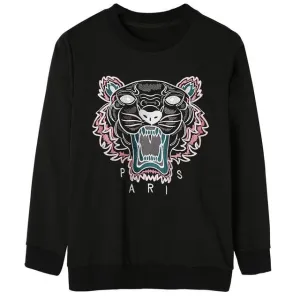 Tiger Embroidery Casual Pullovers Sweatshirt