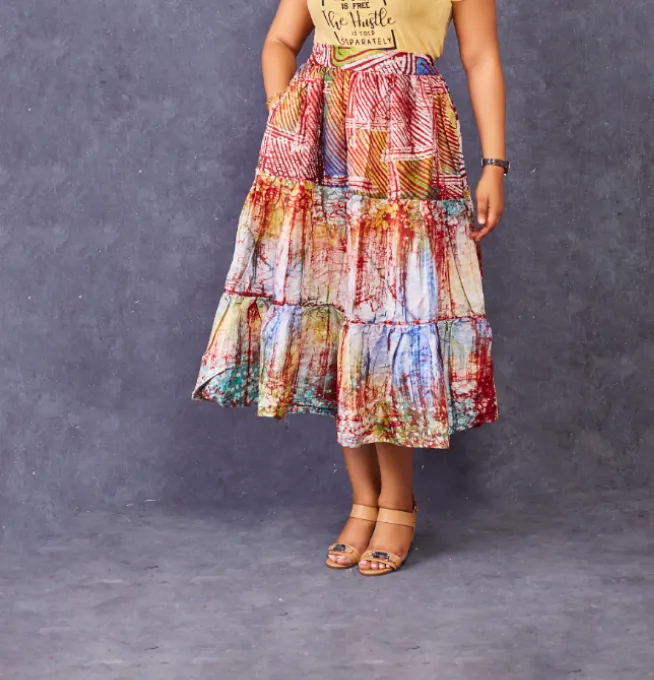 Toju Adire Gypsy Skirt