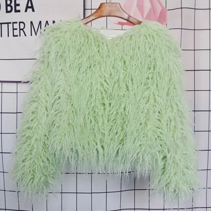 Trendy Colorful Boho Shaggy Fur Coat