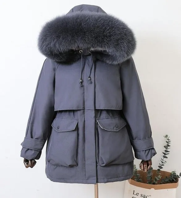 Trendy Faux Fur  Large Hooded Coat