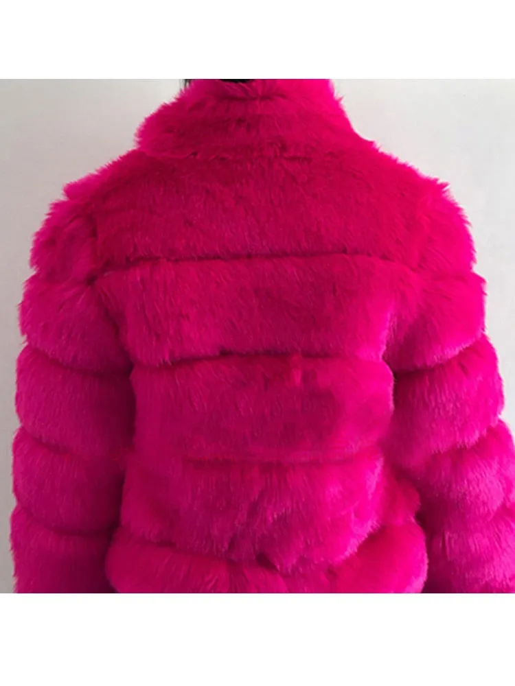 Trendy Faux Fur With Collar Winter Coat