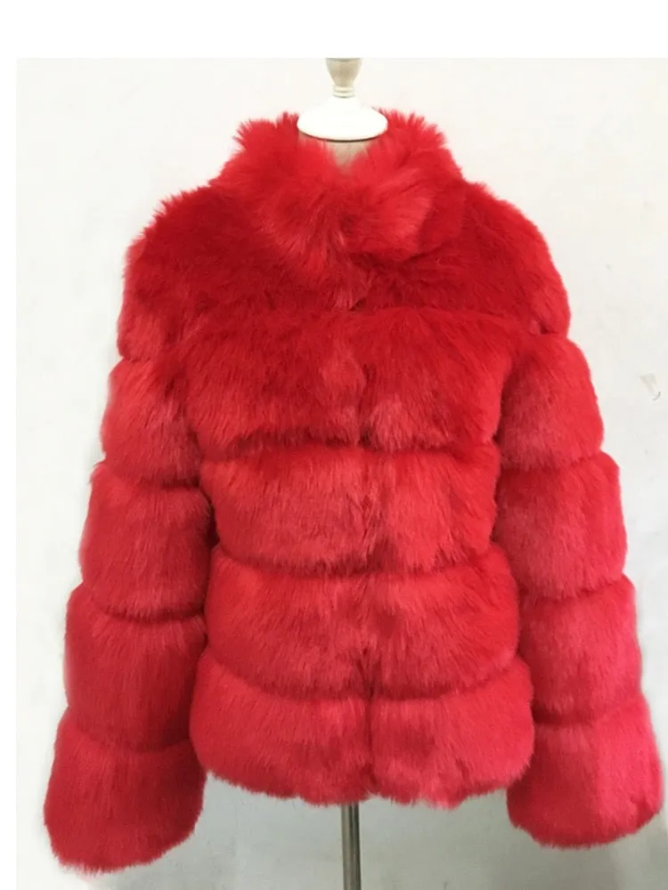 Trendy Faux Fur With Collar Winter Coat