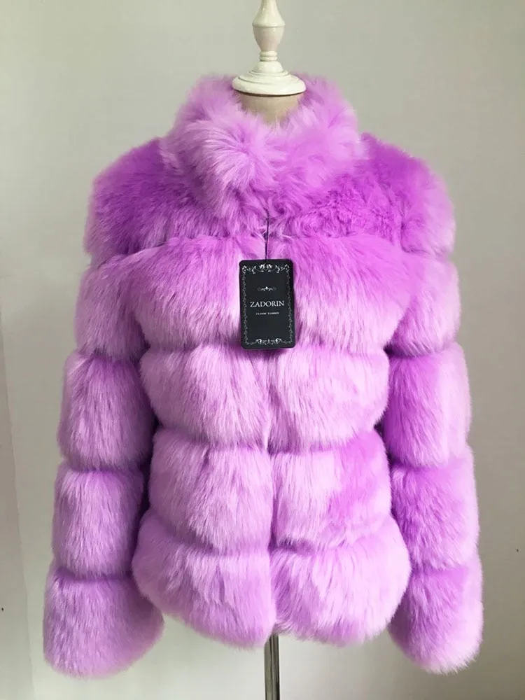 Trendy Faux Fur With Collar Winter Coat