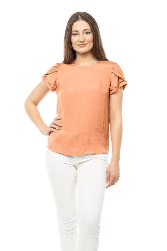 Tulip Sleeve Blouse - Peach