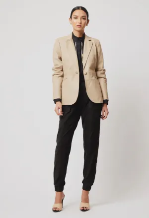 Vega Leather Blazer - Oatmeal