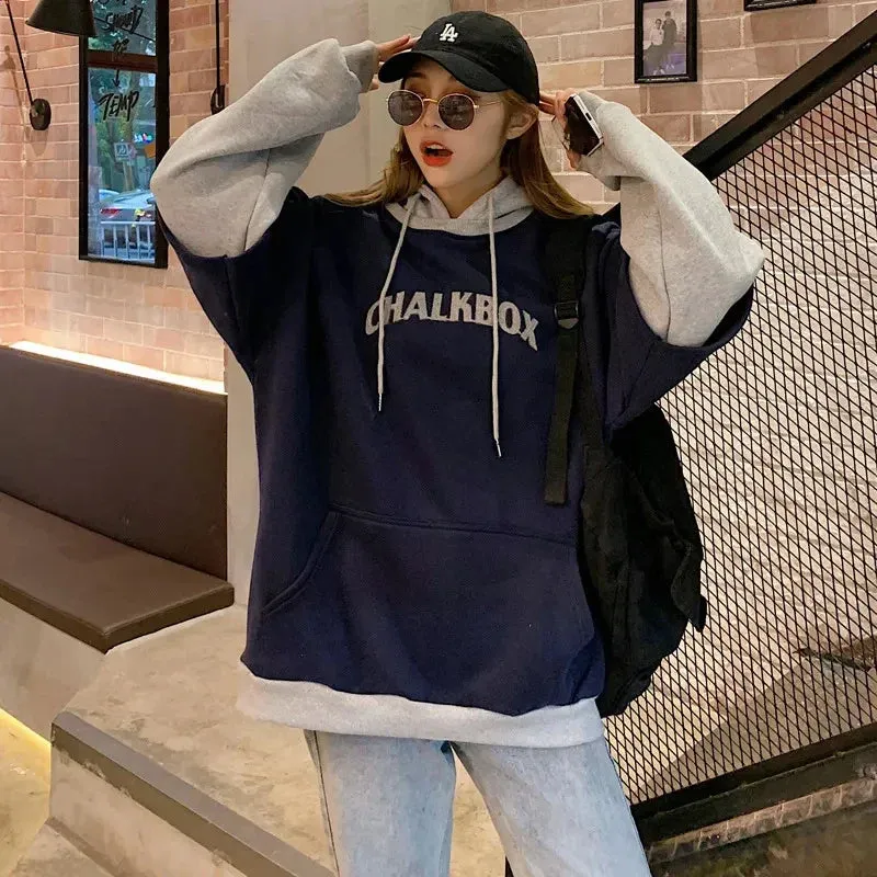 Vintage Harajuku Female Pullover Streetwear Casual Two-Piece Y2K Hoody