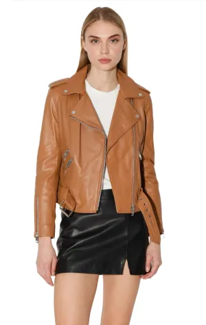 Walter Baker Allison Leather Jacket in Camel