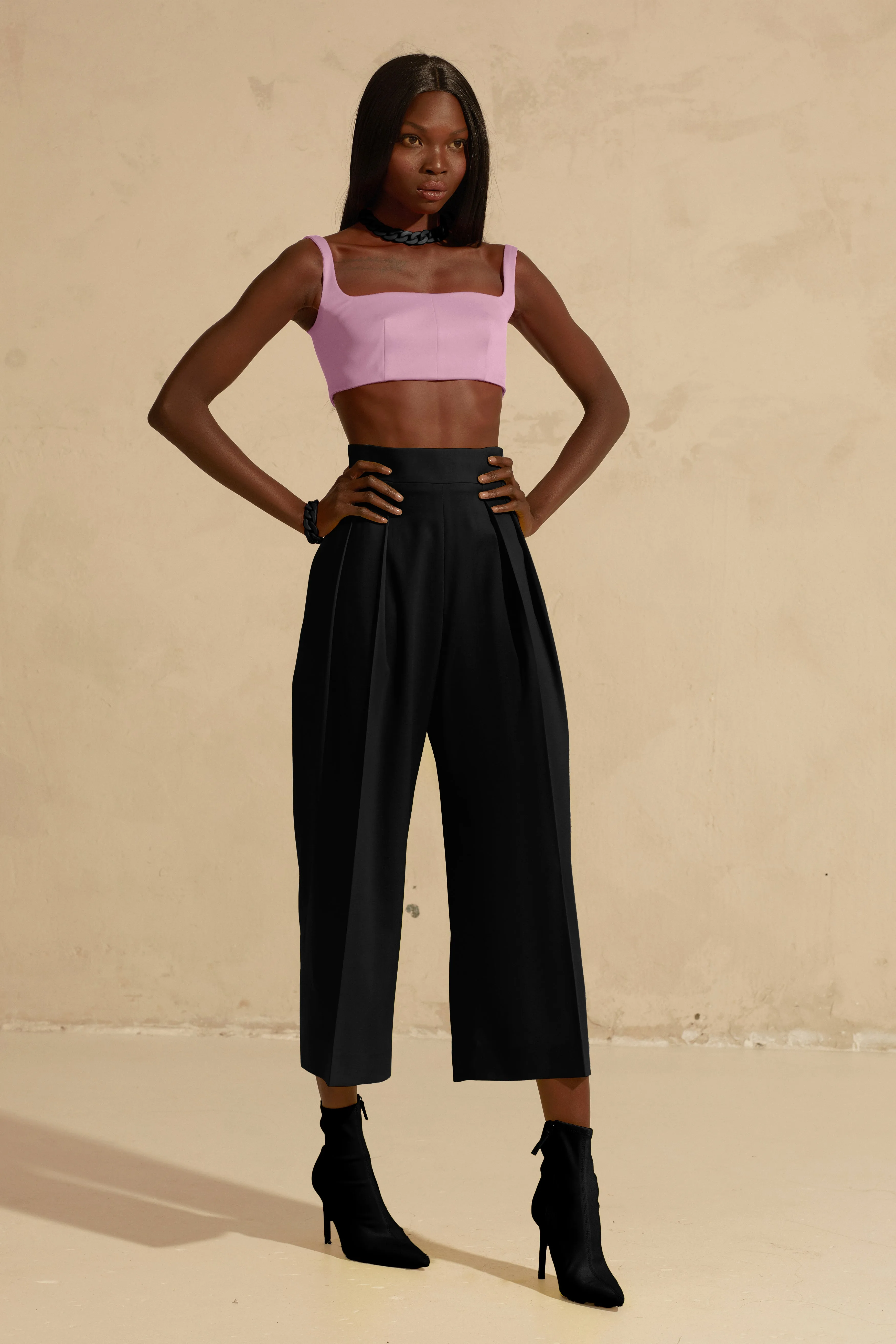 Wide-Leg Cropped Pants