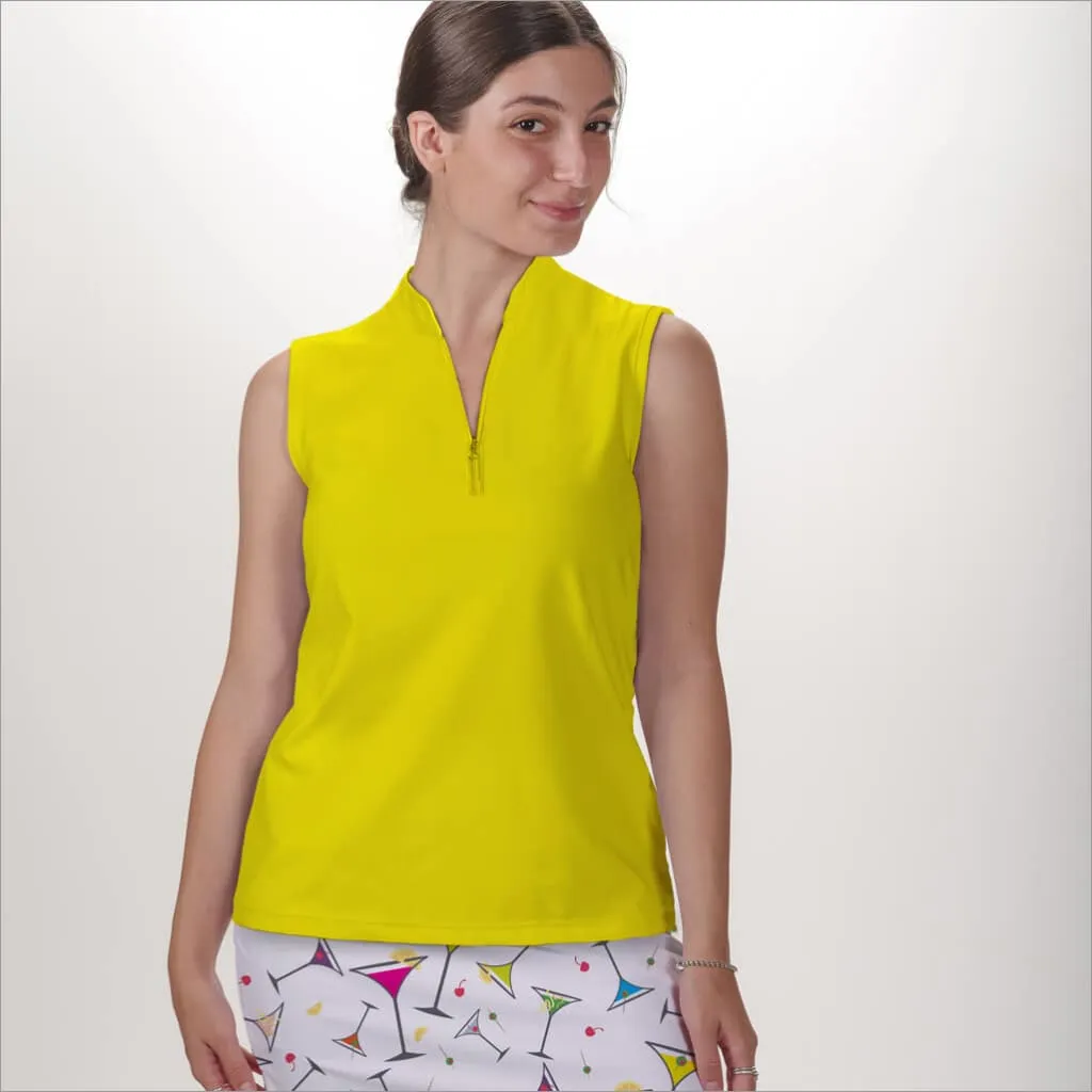 YELLOW SLEEVELESS QUARTER ZIP TOP