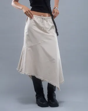 Yvaine Asymmetric Midi Skirt in Ecru