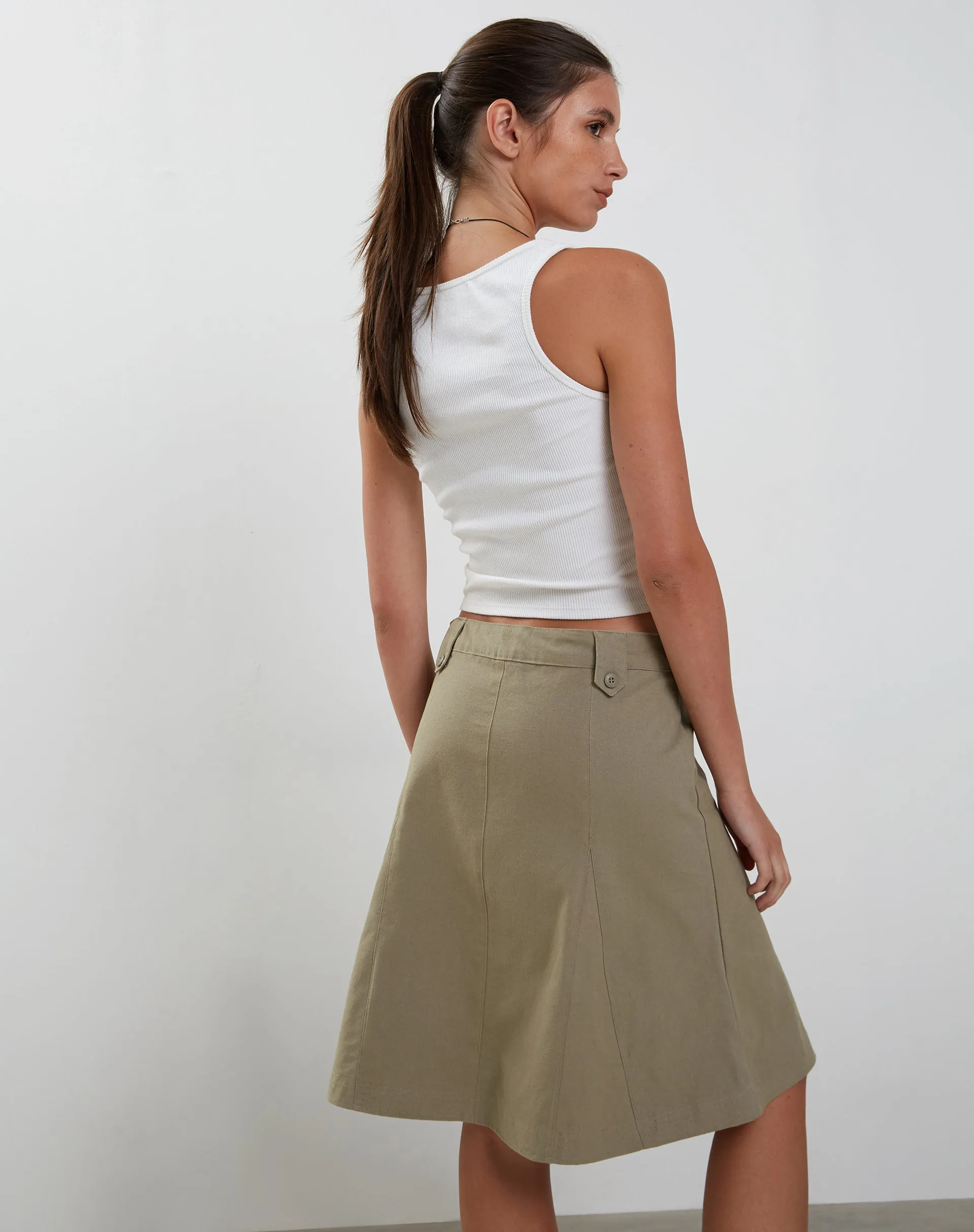 Zeera Cargo Midi Skirt in Biscotti